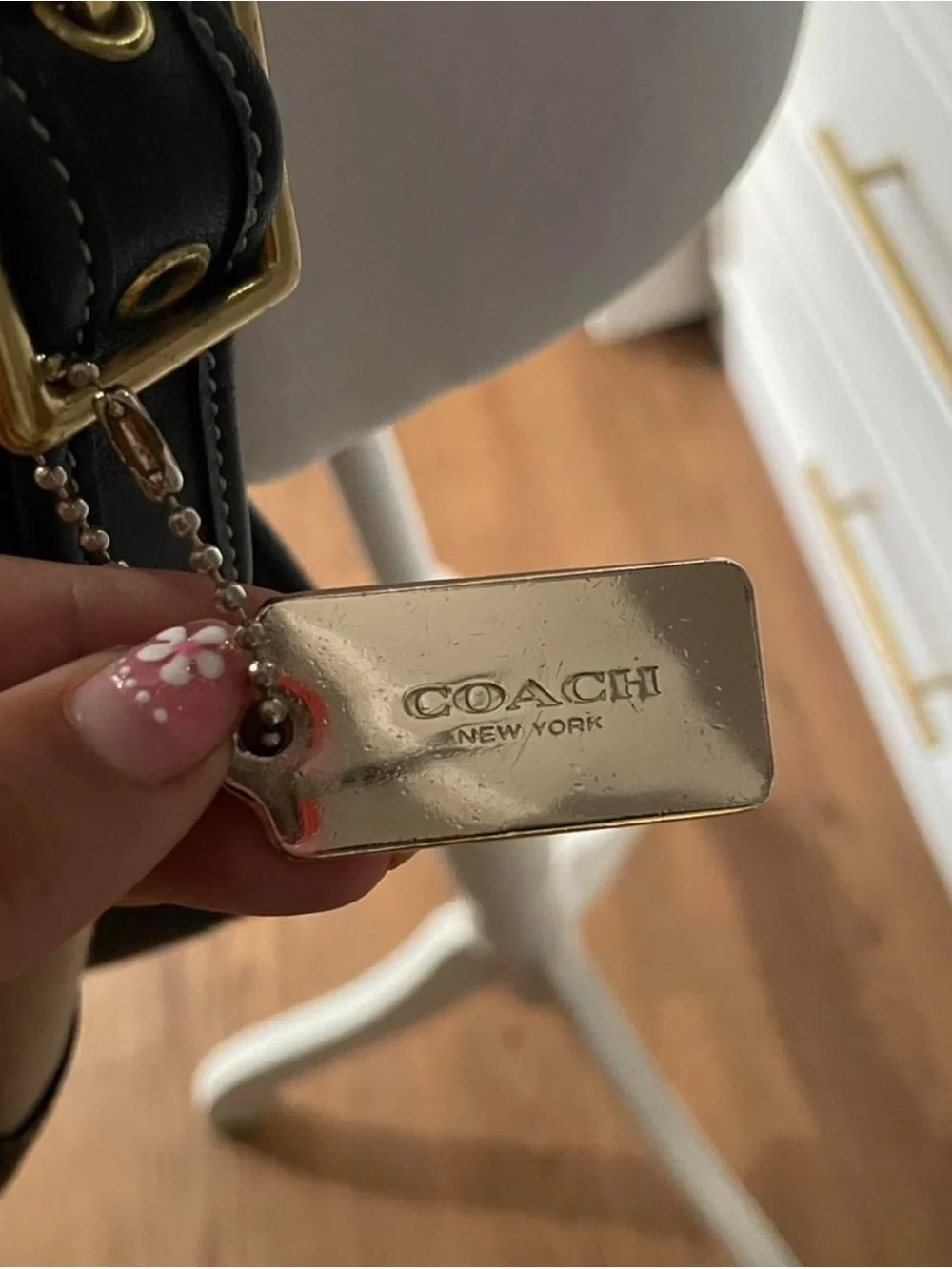 Coach Tan and Black Canvas Crossbody with Front Buckle
